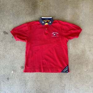 VINTAGE Tommy Hilfiger Polo Shirt Mens Adult Medium Red International Games Rugb